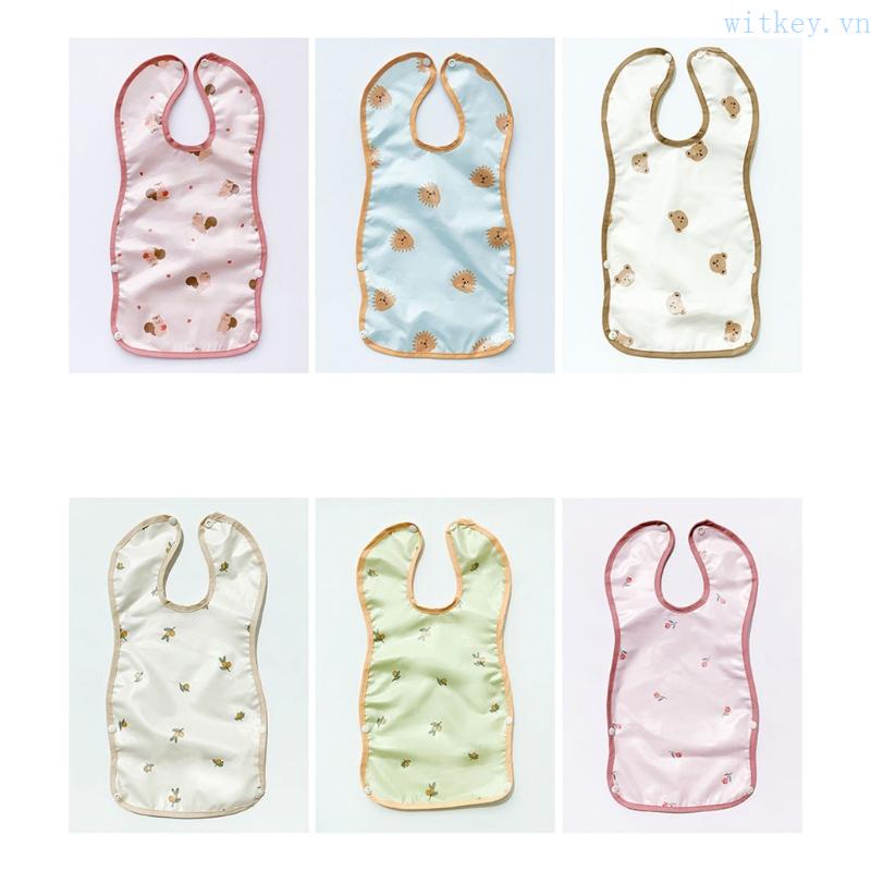 Yếm Ăn Chống Thấm Nước Chống Tràn In Họa Tiết Hoạt Hình Kèm Túi Đựng Tiện Dụng Cho Bé Sơ Sinh