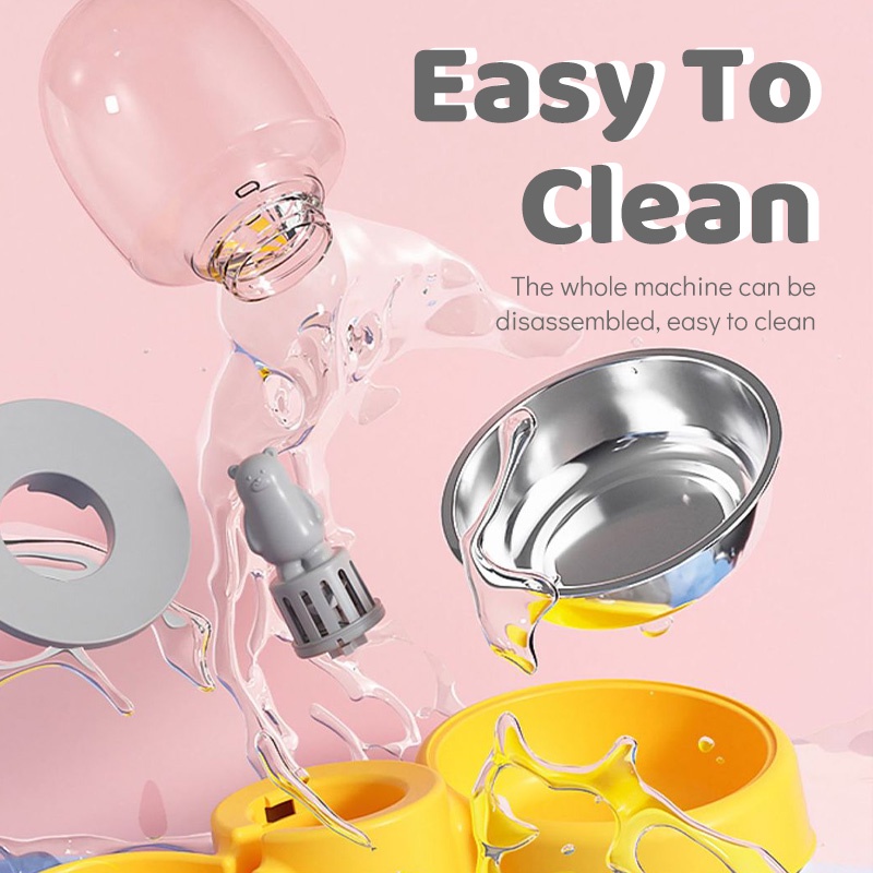 HamshMoc Bộ Bát Đựng Thức Ăn Nước Uống Tự Động 2 Trong 1 Có Thể Tháo Rời Cho Thú Cưng