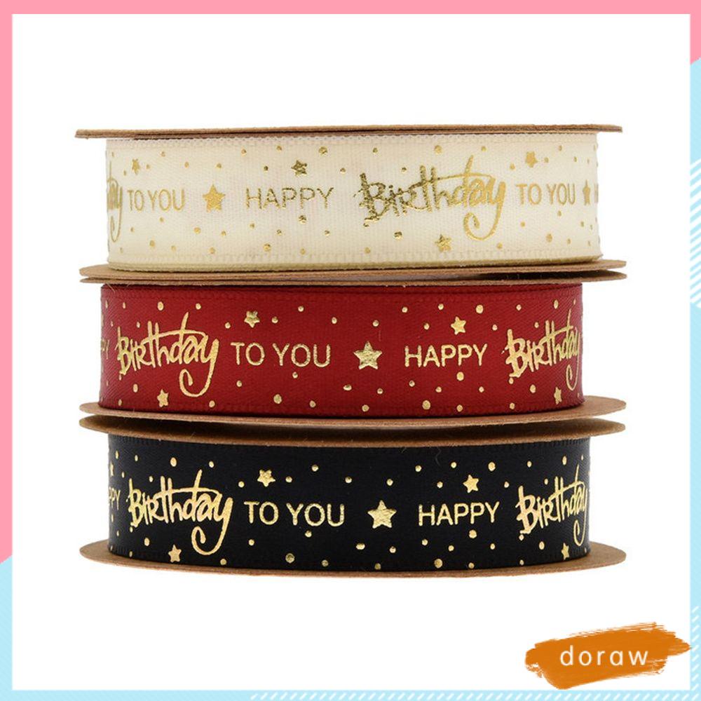 Cuộn Dây Ruy Băng Satin In Hoa Dùng Trang Trí Tiệc Sinh Nhật