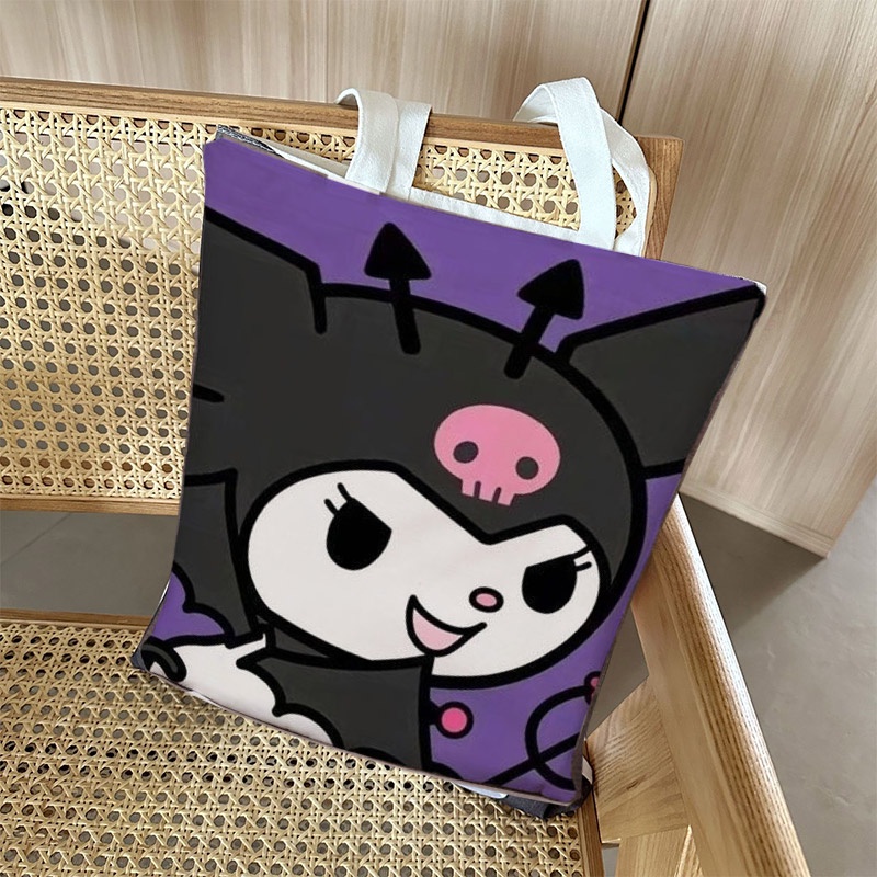 One Túi Xách Vải canvas Cỡ Lớn In Hình anime Kulomi Sanrio Đáng Yêu Cho Học Sinh