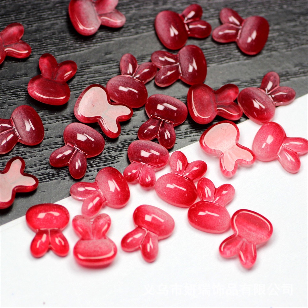 Set 50 Hạt Thủy Tinh Hình Tai Thỏ Dài 8x11mm Trang Trí Móng Tay / Tóc Cho Bé