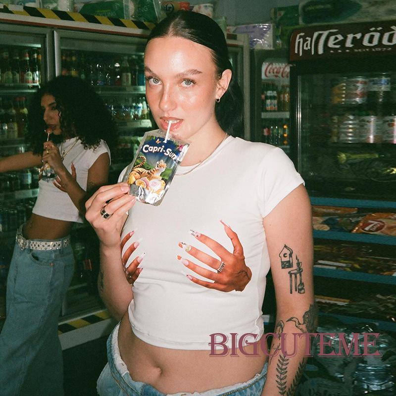 Áo Thun Crop Top Tay Ngắn Cổ Tròn Thời Trang Mùa Hè Cho Nữ