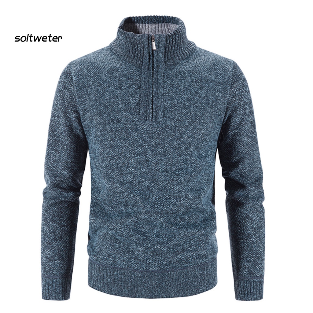 Áo Sweater Dệt Kim Cổ Lọ Tay Dài Màu Sắc Đơn Giản Có Khóa Kéo Thời Trang Thu Đông Cho Nam