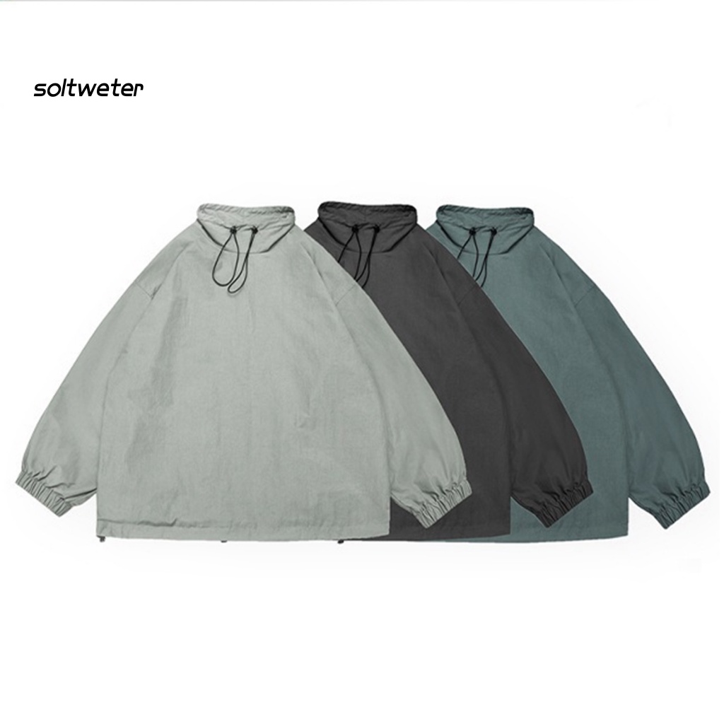 Áo Khoác Gió Cổ Lọ Màu Sắc Đơn Giản Thời Trang Đường Phố Mùa Thu Cho Nam