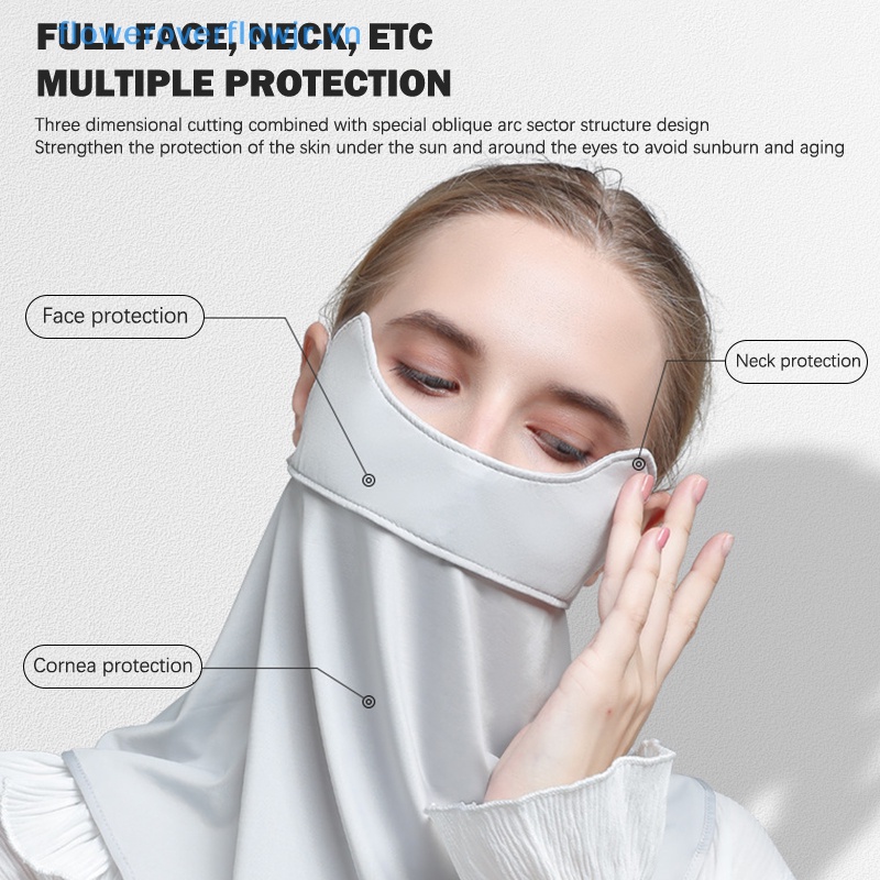 Khẩu Trang Chống Nắng Bằng Lụa Lạnh Che Tai Và Cổ Chống Tia UV Bảo Vệ Mặt Cho Nữ Khi Lái Xe
