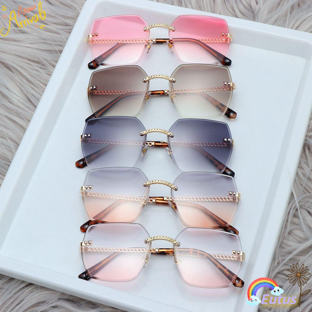 Kính Mát Hình Chữ Nhật Không Gọng Chống Tia UV400 Thời Trang