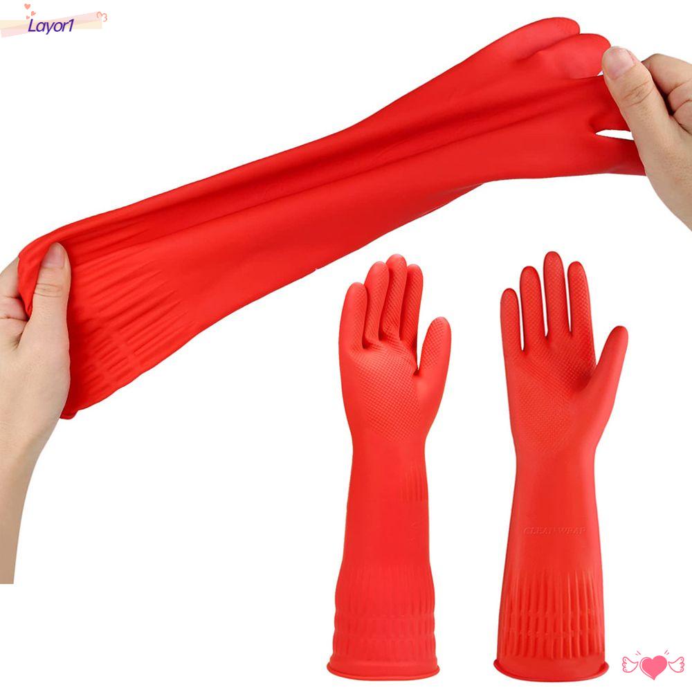 1 Găng Tay Rửa Chén Bằng Vải Cotton Dáng Dài Tiện Dụng Cho Nhà Bếp