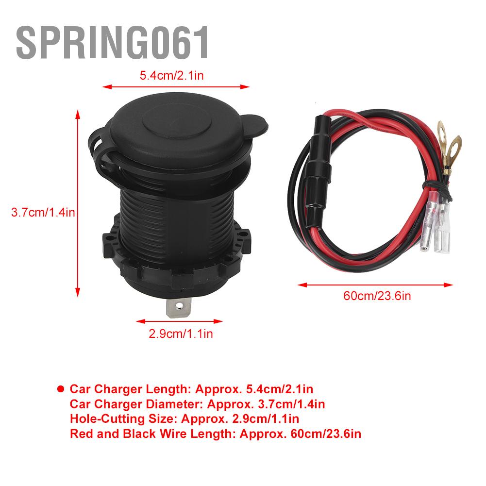 Spring061 Bộ sạc điện thoại di động trên xe hơi USB kép chống nước Sạc nhanh an toàn cho QC 3.0