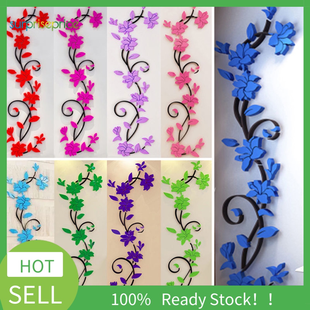 Miếng Dán Tường Trang Trí Hình Hoa Hồng 3D Lãng Mạn Bằng PVC Tháo Được