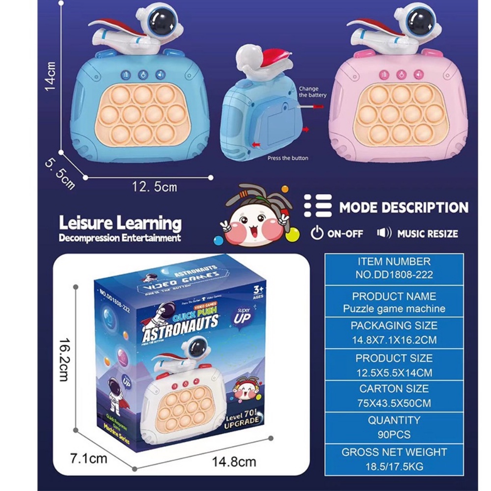 Máy Chơi Game Nhấn Tay Nhanh Chóng Hình Phi Hành Gia Phiên Bản Nâng Cấp Tốc Độ Điện Tử Dành Cho Trẻ Em