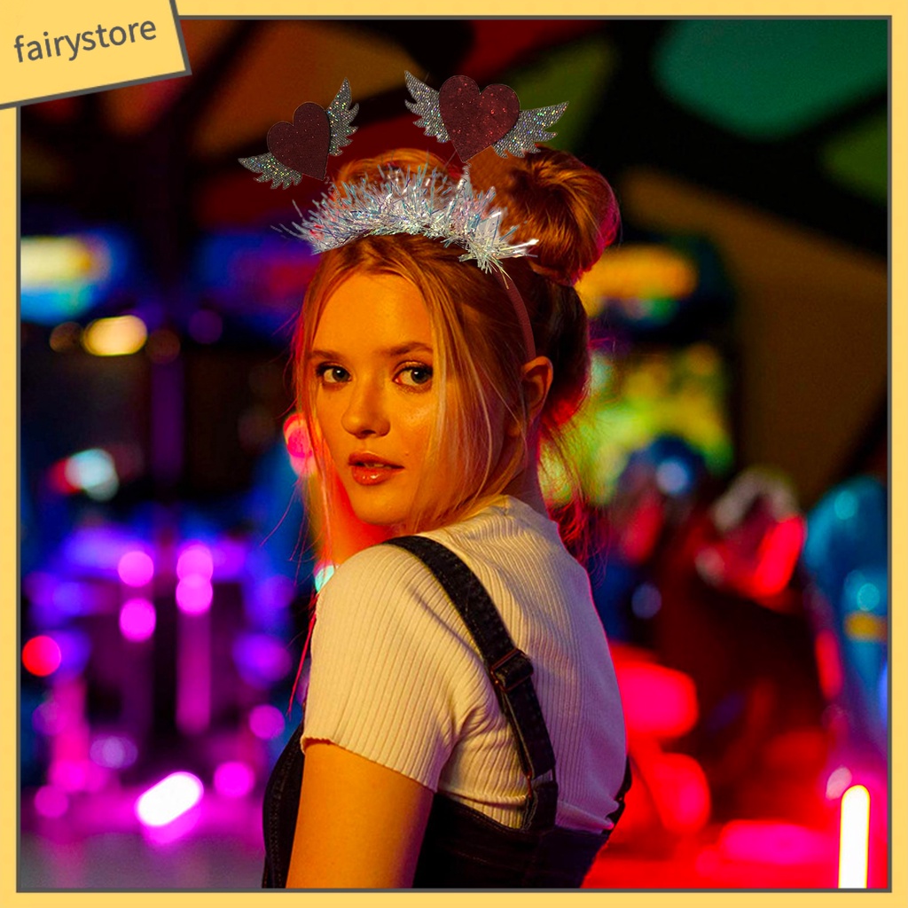 [FRO] Băng Đô Đính Kim Sa Hình Trái Tim Màu Tương Phản Đàn Hồi Chống Trượt Làm Quà Tặng Ngày Valentines