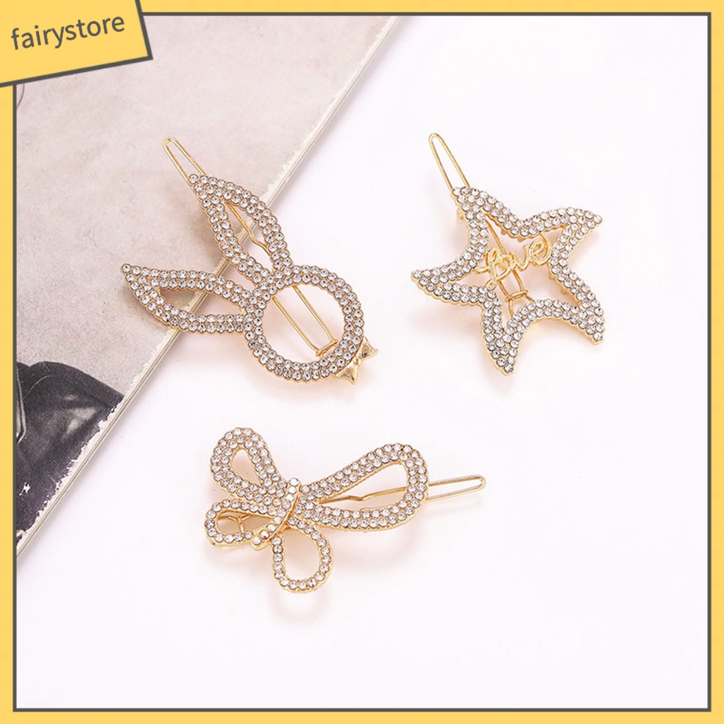 Kẹp Tóc Đính Đá Lấp Lánh Chống Trượt Thiết Kế Tinh Tế