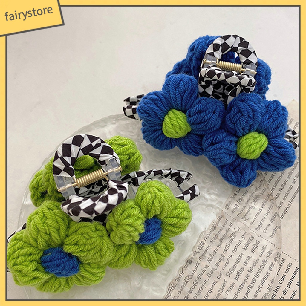 Kẹp Tóc Càng Cua Bằng Cotton Chống Trượt Màu Sắc Tương Phản Tinh Tế