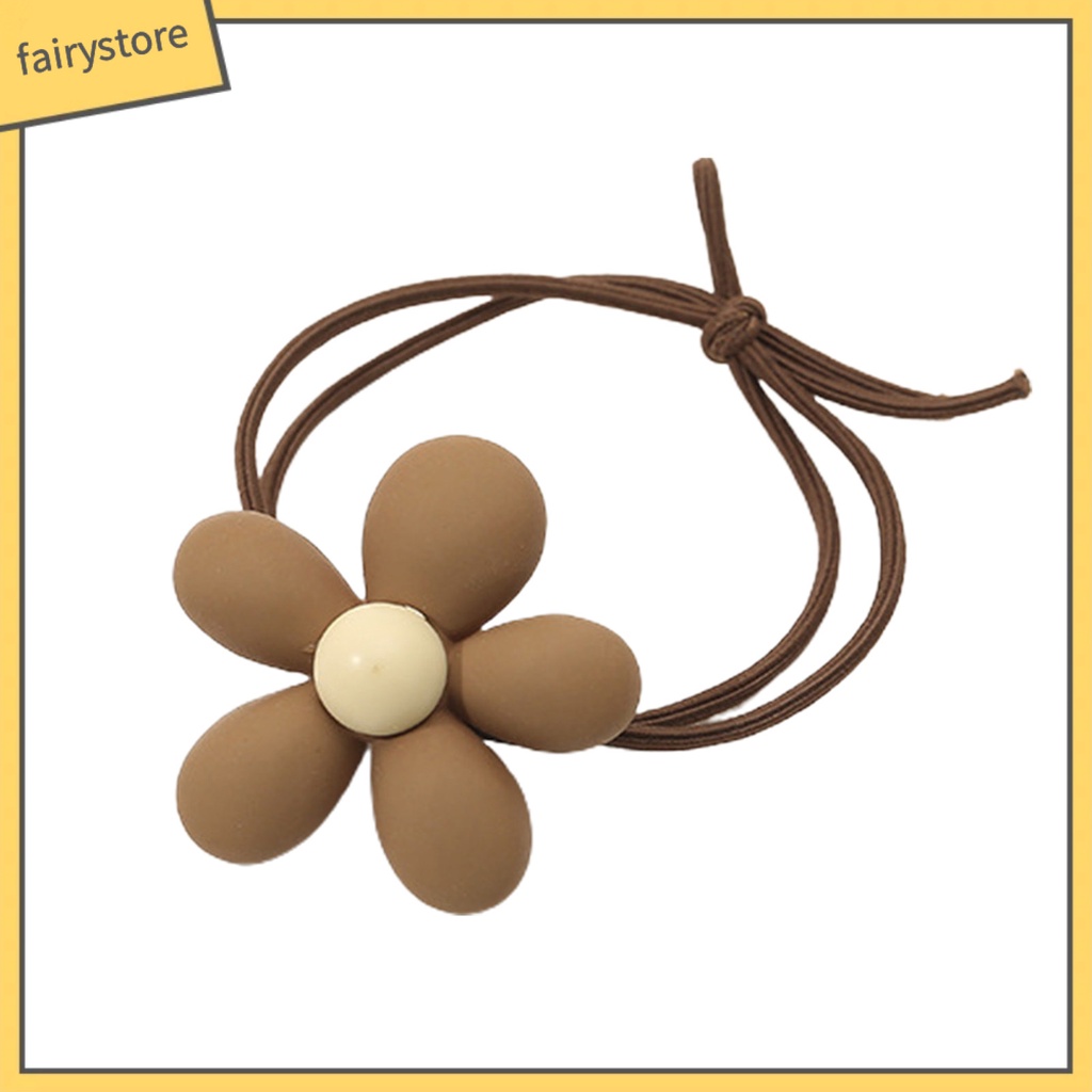 Dây Cột Tóc Co Giãn Mặt Nhám Đính Hoa Hoạt Hình Dễ Thương