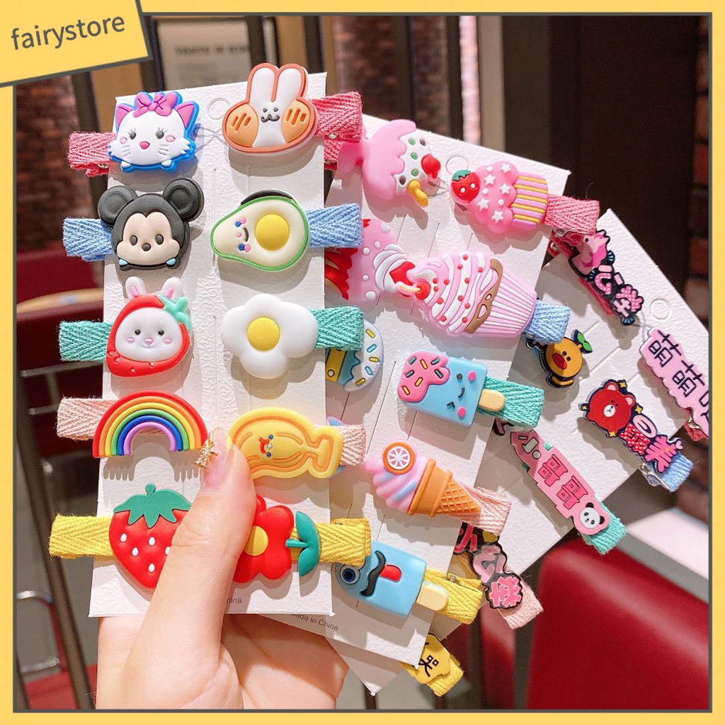 Set 10 Kẹp Tóc Hoạt Hình Dễ Thương Cho Bé Gái