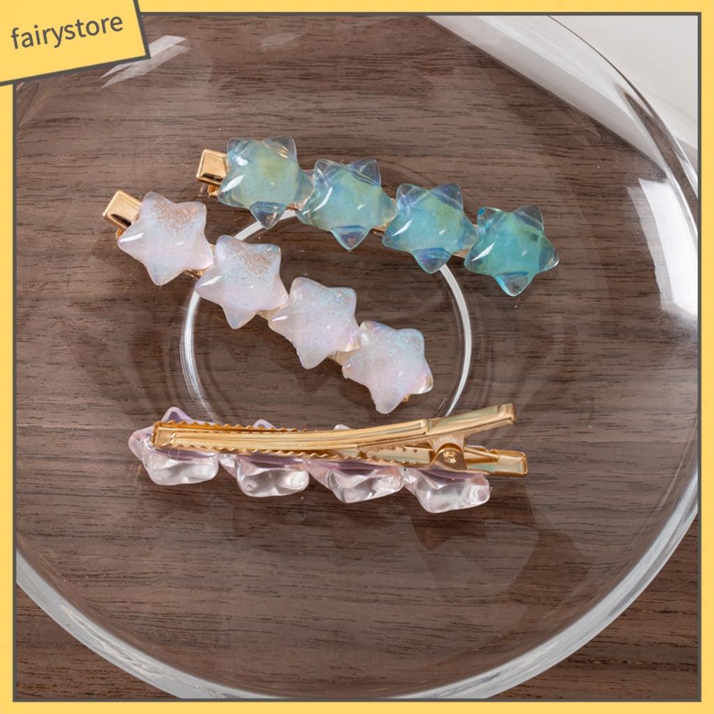 Kẹp Tóc Trang Trí Ngôi Sao Trong Suốt Bằng Nhựa Resin Chống Trượt Phong Cách Hàn Quốc Cho Nữ