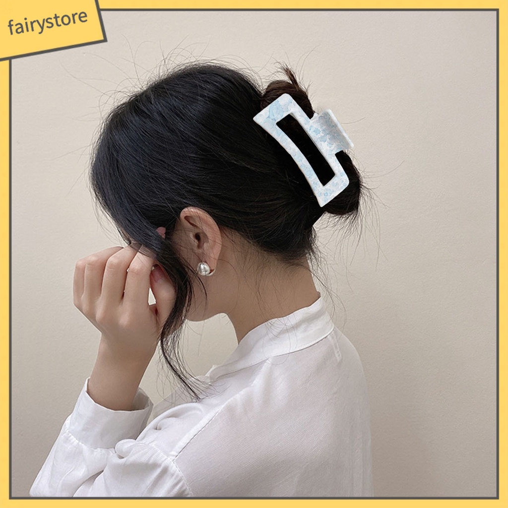 Kẹp Tóc Càng Cua Tạo Kiểu Tóc Có Răng Chống Gãy In Họa Tiết Phong Cách Vintage Thanh Lịch Dành Cho Nữ