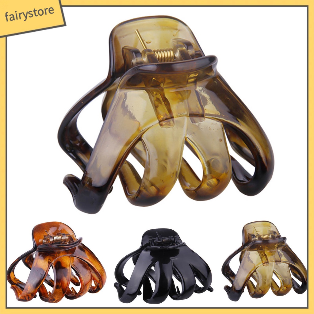 Set 4 Kẹp Tóc Càng Cua Chống Rơi Màu Trơn Phong Cách Hàn Quốc Cho Nữ