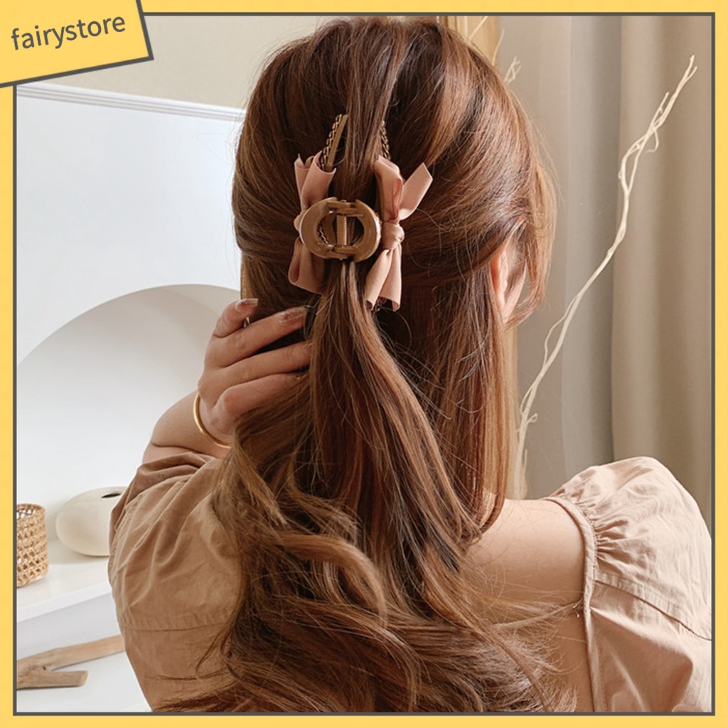 Kẹp Tóc Càng Cua Đính Đá Màu Trơn Chống Rơi Cho Nữ