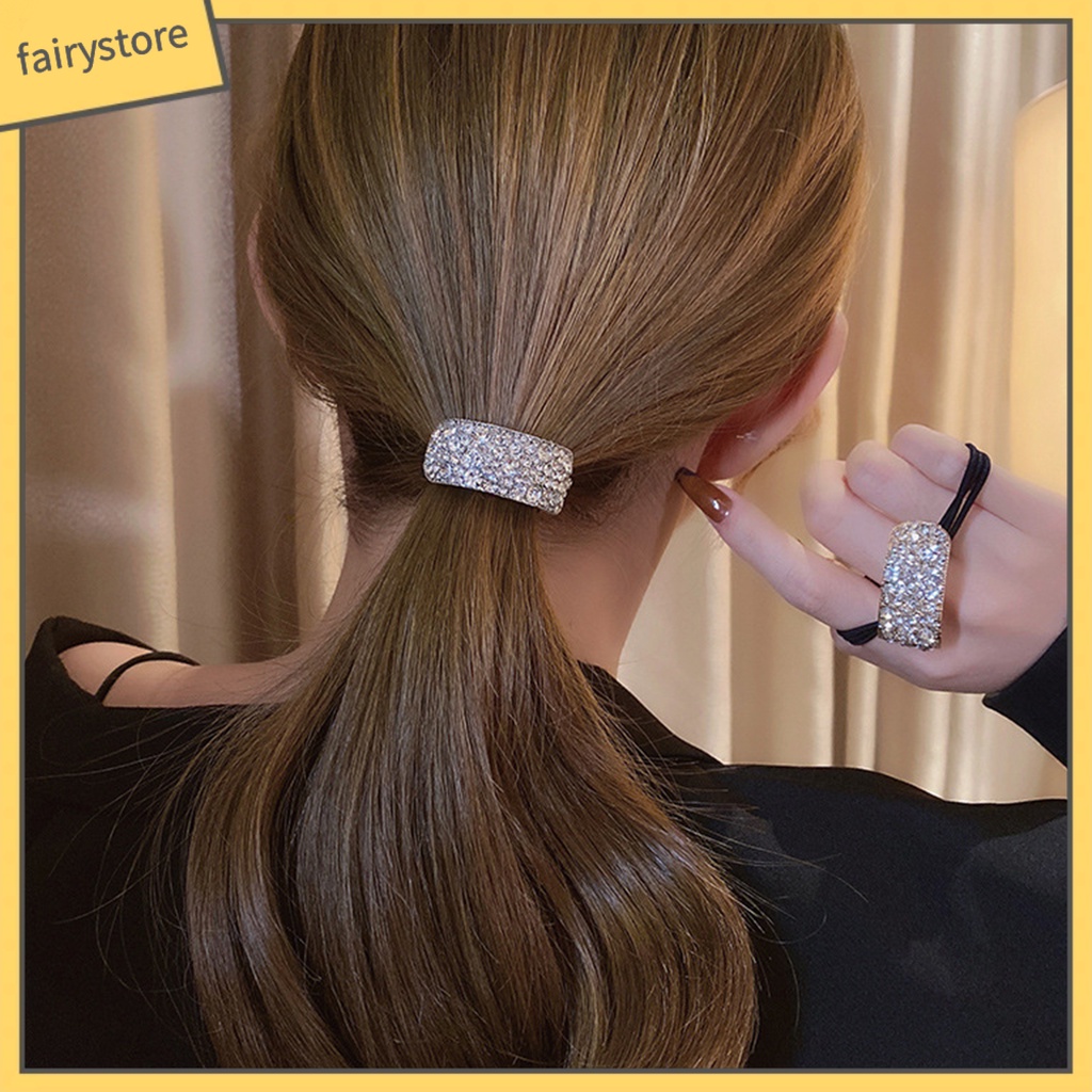 Dây Cột Tóc Co Giãn Nhiều Lớp Đính Đá Trang Trí Thanh Lịch