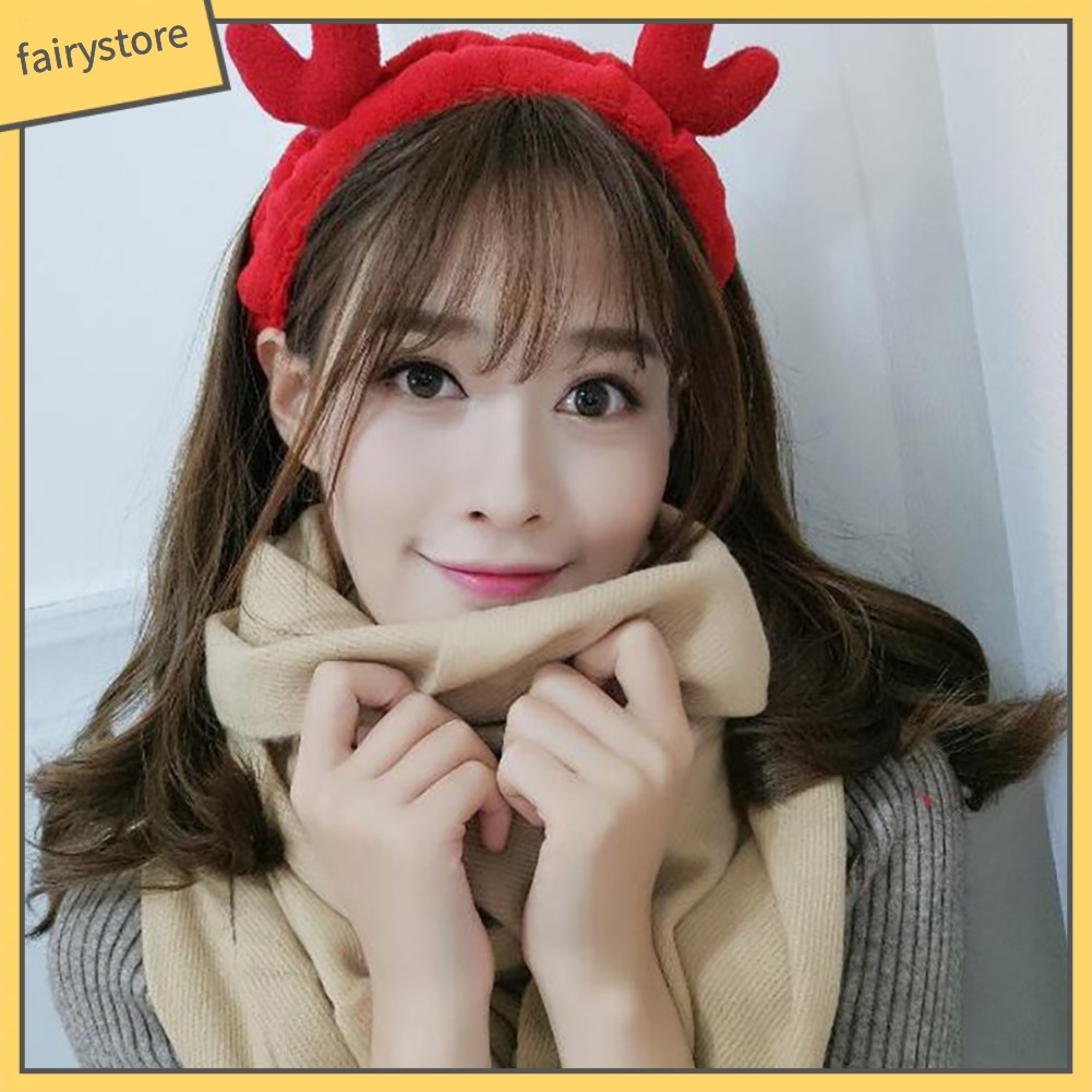 Băng Đô Cài Tóc Hình Sừng Hươu Bằng Cotton Co Giãn Cho Nữ