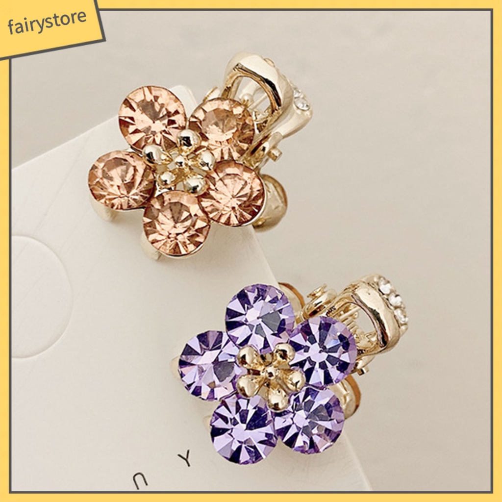 [FRO] Kẹp Tóc Mái Chéo Hình Hoa Đính Đá Lấp Lánh Đơn Giản Dành Cho Trẻ Em