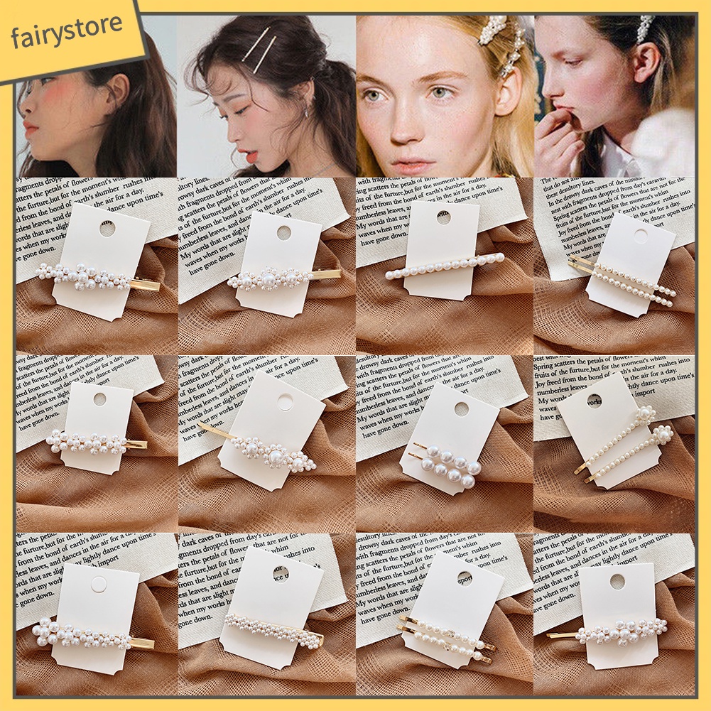 1 / 2 Kẹp Tóc Đính Ngọc Trai Giả Thời Trang Nữ