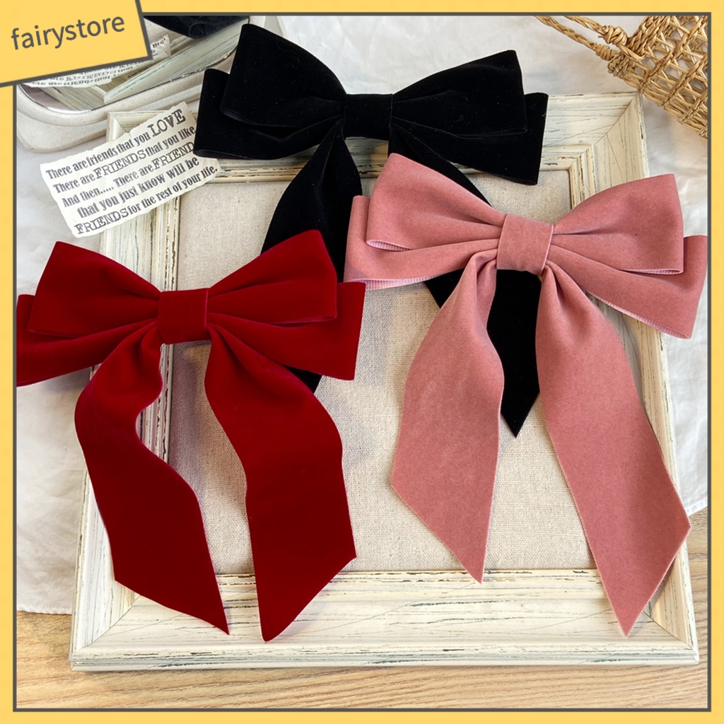 Kẹp Tóc Nơ Nhung Chống Trượt Cỡ Lớn Ngọt Ngào Cho Nữ