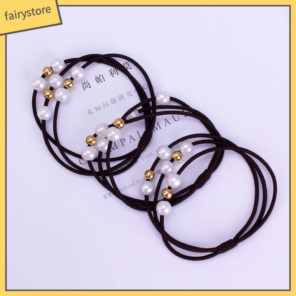 Dây Cột Tóc Co Giãn Đính Ngọc Trai Giả Dễ Thương Cho Nữ