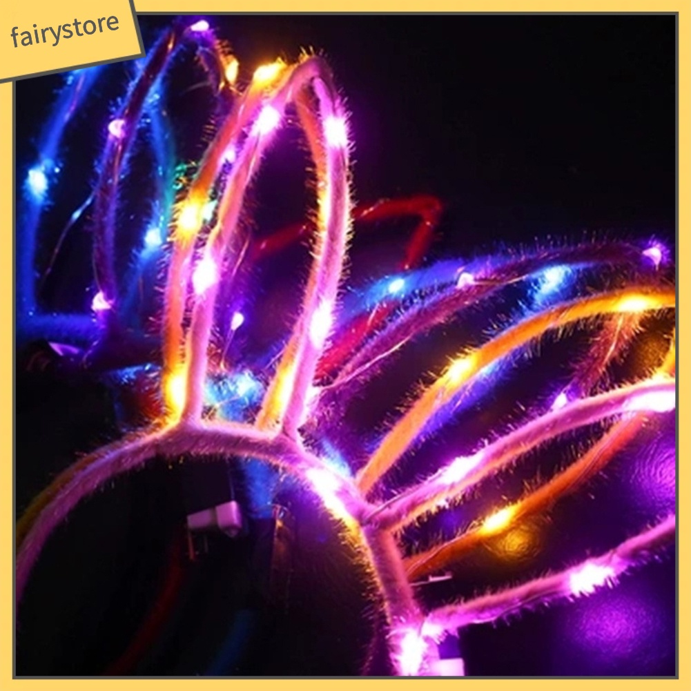 Băng Đô Tai Thỏ Hoạt Hình Có Đèn Led Cho Bé