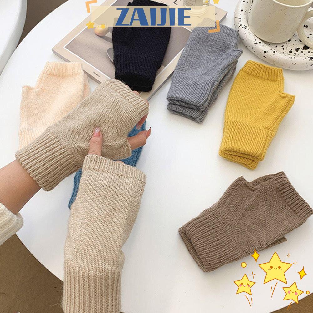 Găng Tay Dệt Kim 24 Hở Ngón Dày Dặn Thời Trang Thu Đông