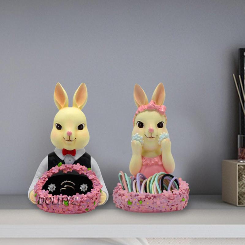 [Dolity2] Khay Đựng Trang Sức Hình Thỏ Bằng Nhựa Resin Hiện Đại Cho Phòng Khách Văn Phòng