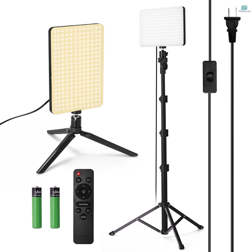 10in Remote Control Lighting Panel Dimmable Wide Dimming Range LED Fill-in Light Fill Lamp with Tripod Photography Accessory