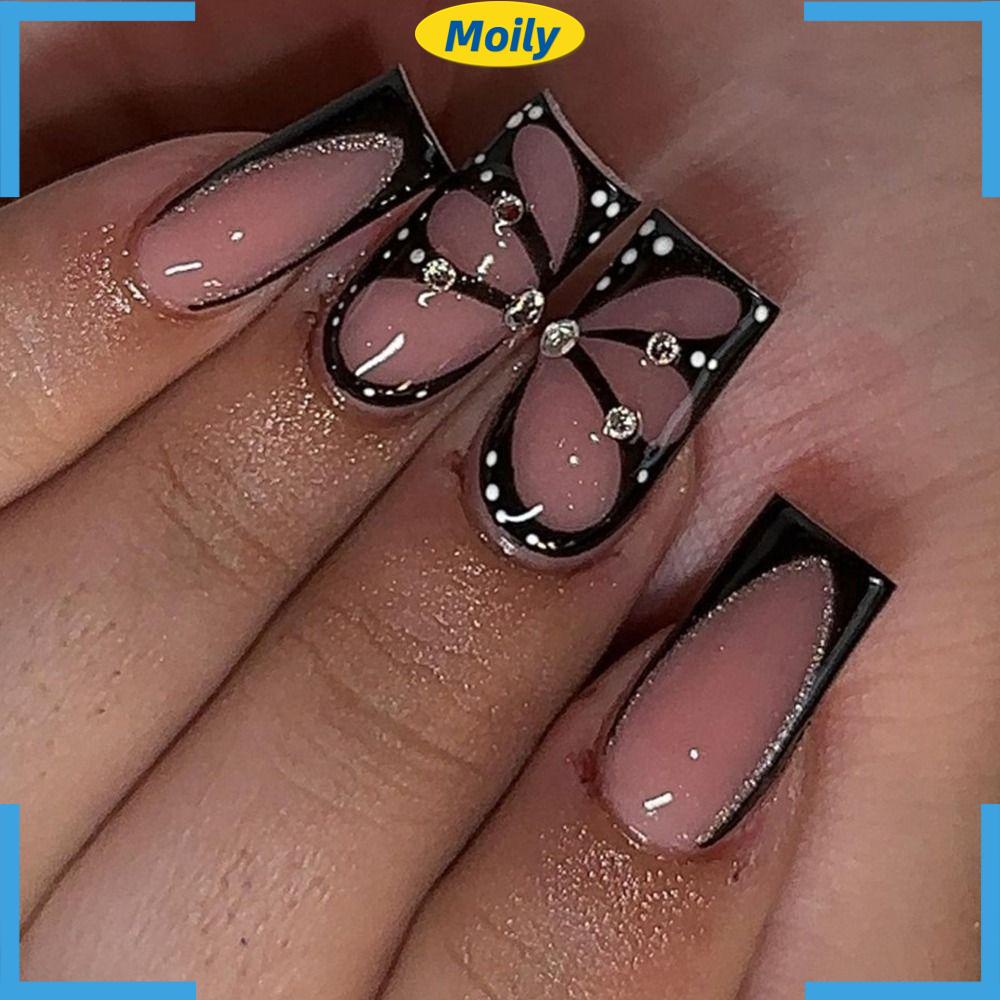 MOILYVN Bộ 24 Móng Tay Giả Dạng Nhấn DIY