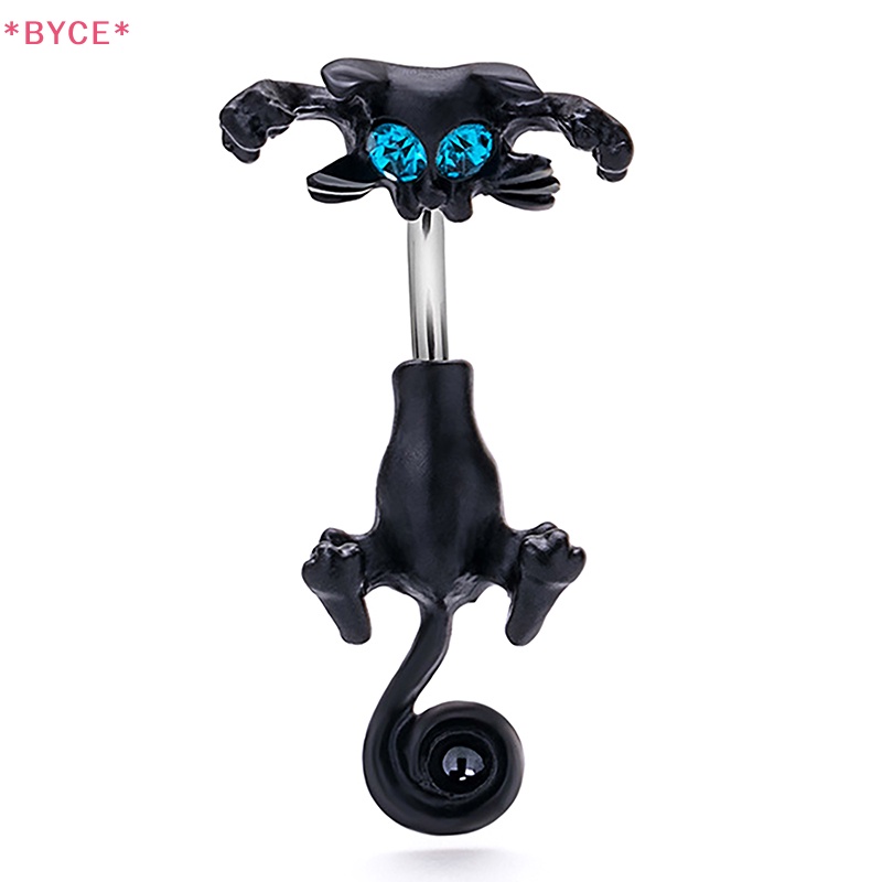 Khuyên Rốn Bằng Thép Không Gỉ Hình Mèo Đính Đá Chất Lượng Cao Quyến Rũ Cho Nữ Mới