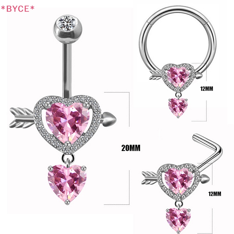 Khuyên Mũi Bằng Thép Không Gỉ Hình Trái Tim Đính Đá Thời Trang Mới