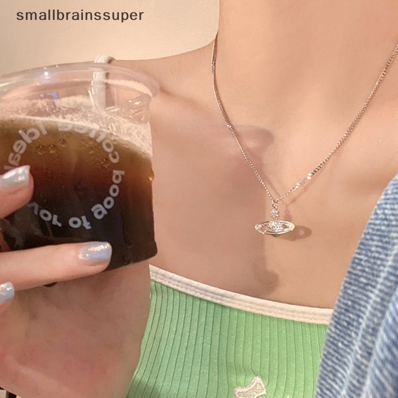 Smallbrainssuper Vòng cổ Bằng Thép Titan Mặt Hình Hành Tinh Sáng Bóng Ngọt Ngào Thời Trang Cho Nữ SBS