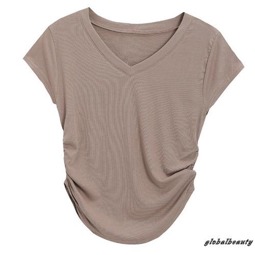 Áo Thun Tay Bay Cổ Chữ V Màu Sắc Đơn Giản Dành Cho Nữ