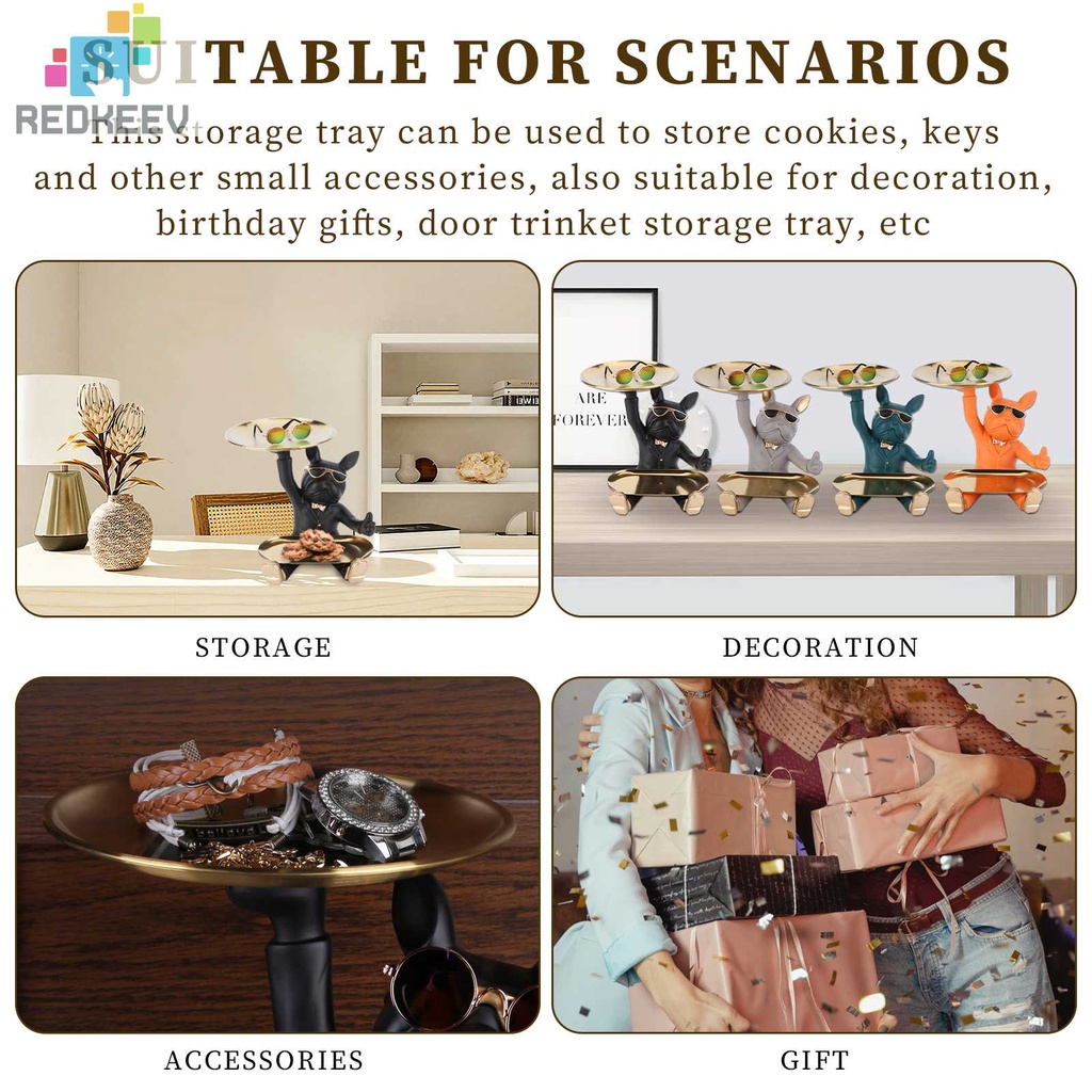 Khay Đựng Chìa Khóa Hình Chó Bull Bằng Nhựa Resin Trang Trí Nhà Cửa