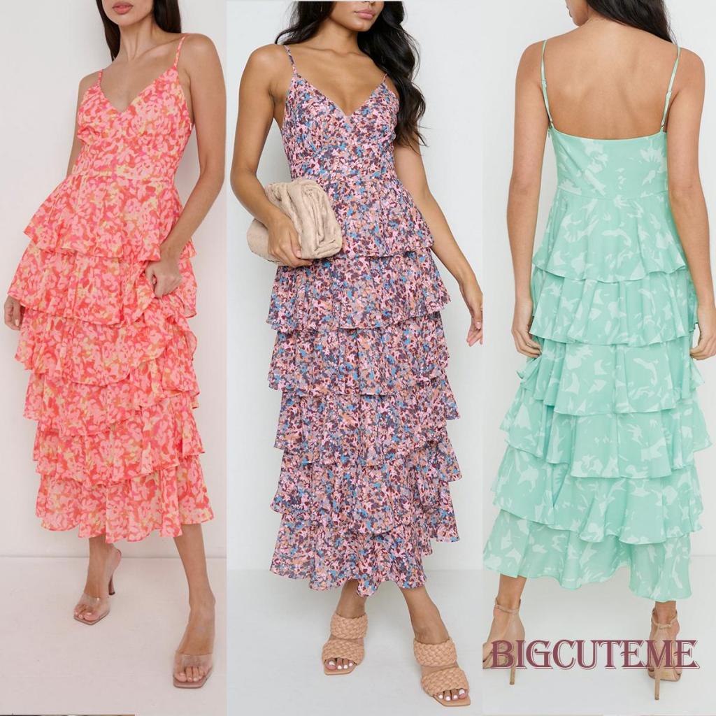 Đầm Dài Không Tay Cổ Chữ V Họa Tiết Hoa Thời Trang Mùa Hè Cho Nữ