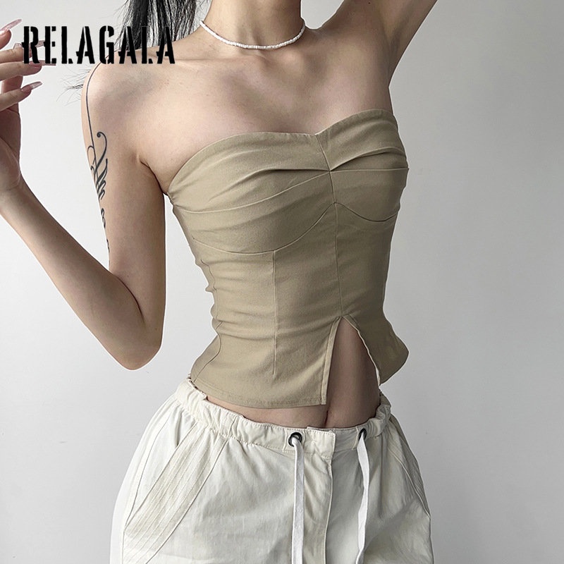 Áo Ống Ôm Eo Màu Trơn Quyến Rũ Thời Trang Hàng Mới 2023 Dành Cho Bạn Nữ