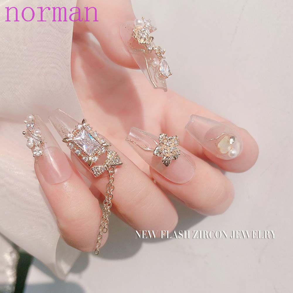 Miếng Dán Trang Trí Móng Tay Thiết Kế Phong Cách NORMAN Độc Đáo|Phụ Kiện Trang Trí Móng Tay Hình Nơ Hoa Sang Trọng DIY