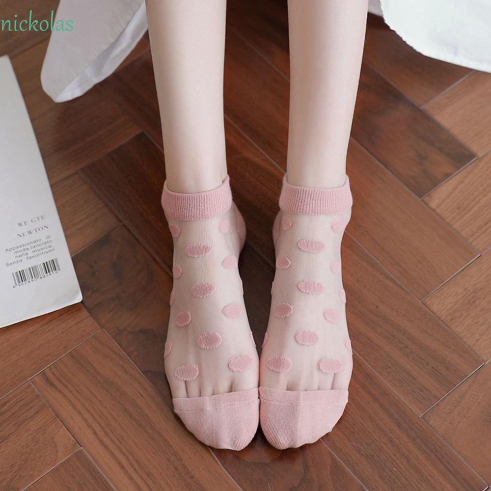 Vớ Lưới Cổ Thấp Màu Hồng Dễ Thương Thời Trang Mùa Hè