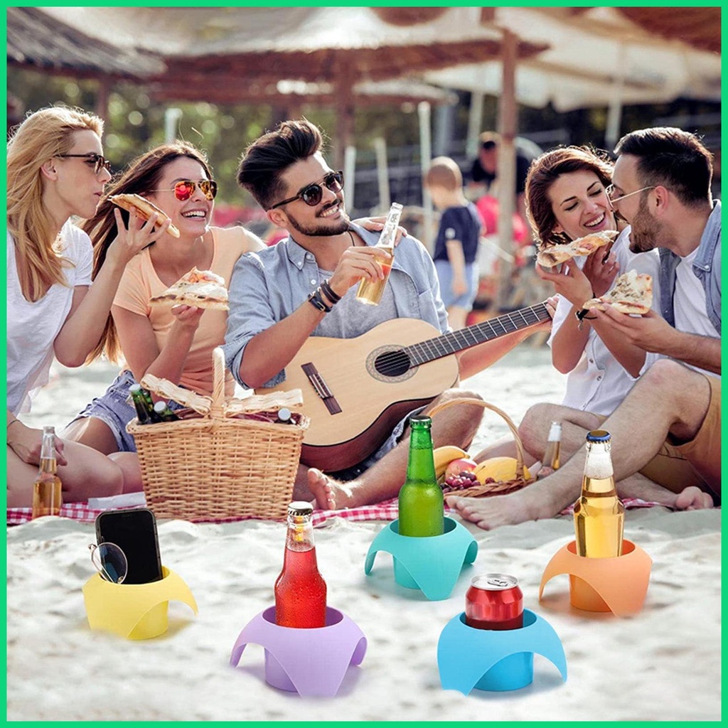 Set 5 Giá Đỡ Cốc Nước 3 Chân Đa Năng Tiện Dụng Khi Đi Biển / Nghỉ Mát