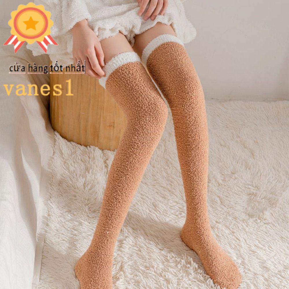 Vớ Dài Qua Gối Màu Trơn Họa Tiết Kẻ Sọc Thời Trang Thu Đông Dành Cho Bạn Nữ VANES1