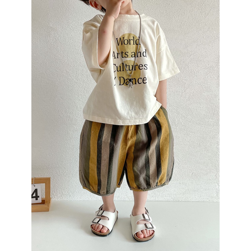 Bộ Áo Thun Tay Ngắn Dáng Rộng Phong Cách Hàn Quốc Thời Trang Mùa Hè Cho Bé Trai