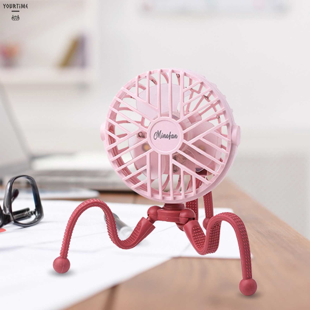 Quạt Điện USB Mini 5V 2.5W Hình Bạch Tuộc 3 Bánh Răng Làm Mát Không Ồn Cho Bé