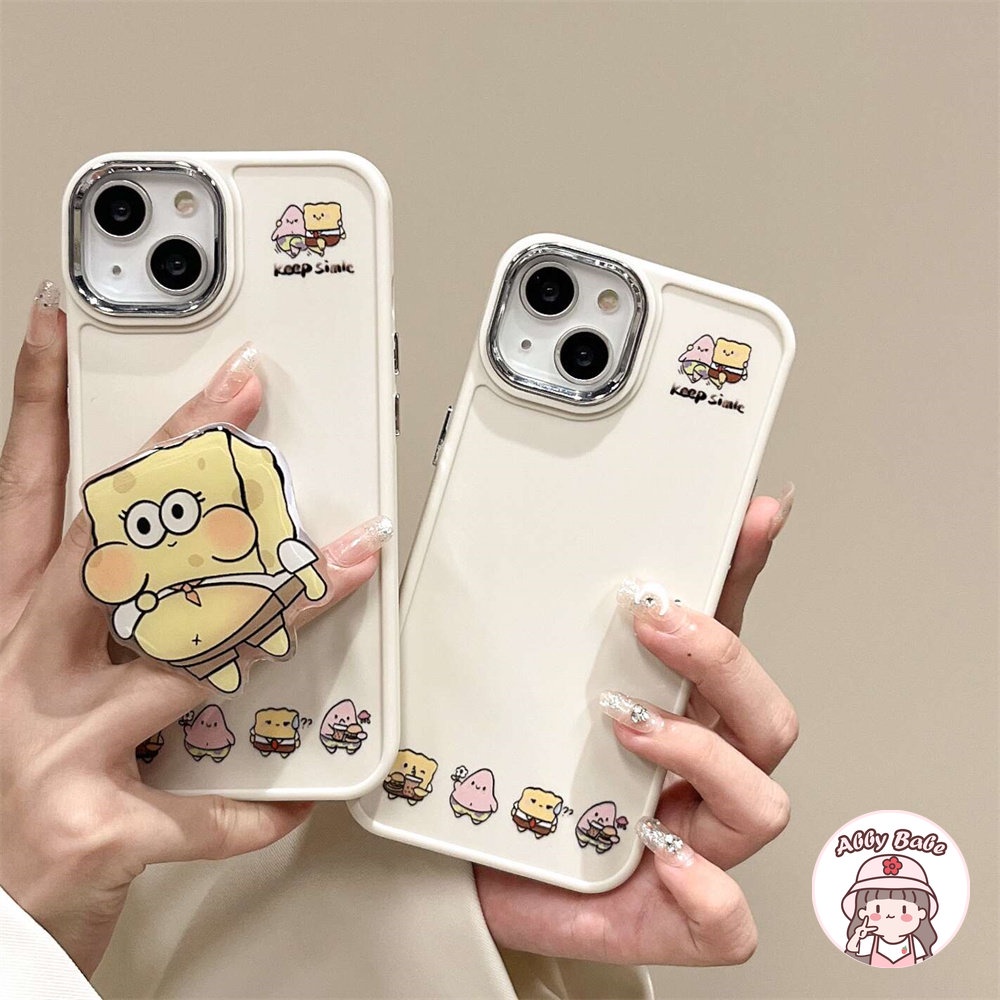 Ốp Điện Thoại TPU Dẻo Họa Tiết Hoạt Hình Spongebob Có Giá Đỡ Bảo Vệ Camera Cho IPhone 14 Pro Max 11 12 Pro Max