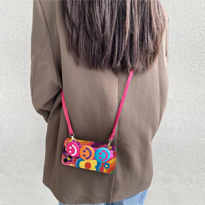 Ốp Điện Thoại In Hình Mặt Cười Có Dây Đeo Cho IPhone 14, 13, 12, 11 Xs, Xr X 8, 7puls, 11promax