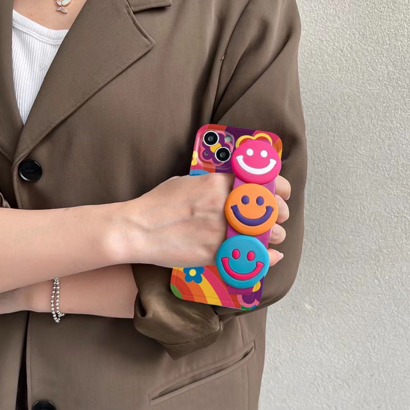 Ốp Điện Thoại In Hình Mặt Cười Có Dây Đeo Cho IPhone 14, 13, 12, 11 Xs, Xr X 8, 7puls, 11promax